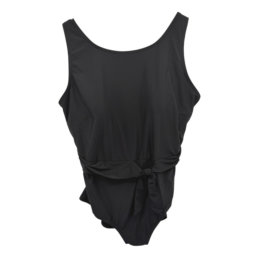 Lands End One piece swimsuit Size 24W Black Tie Front Adjustable Straps